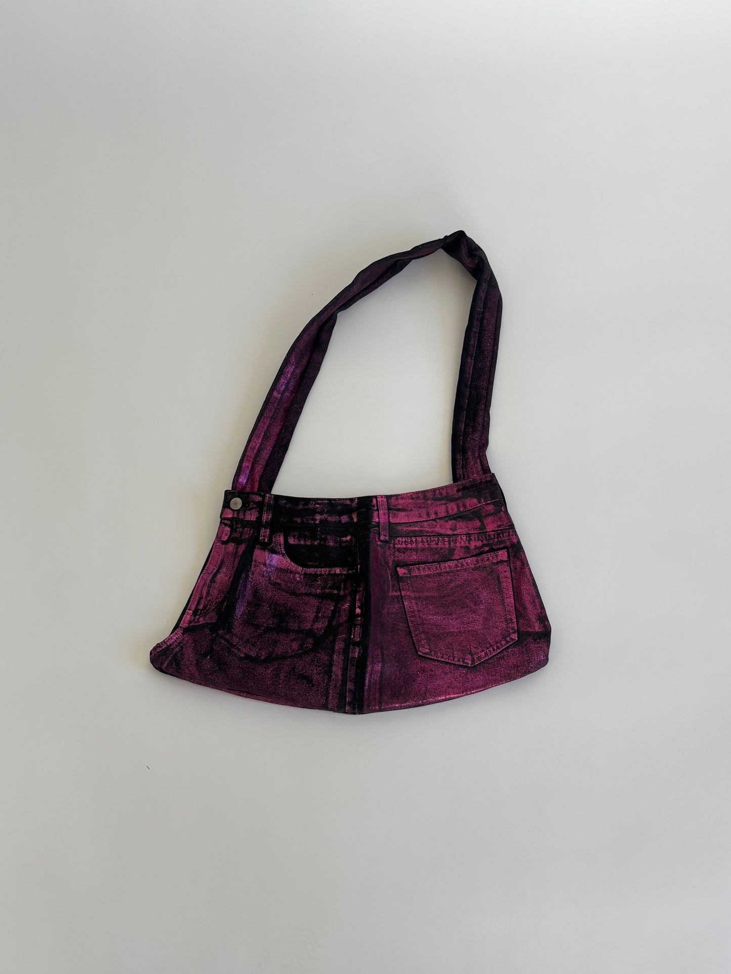 Purple Metallic Crossbody Tote Bag