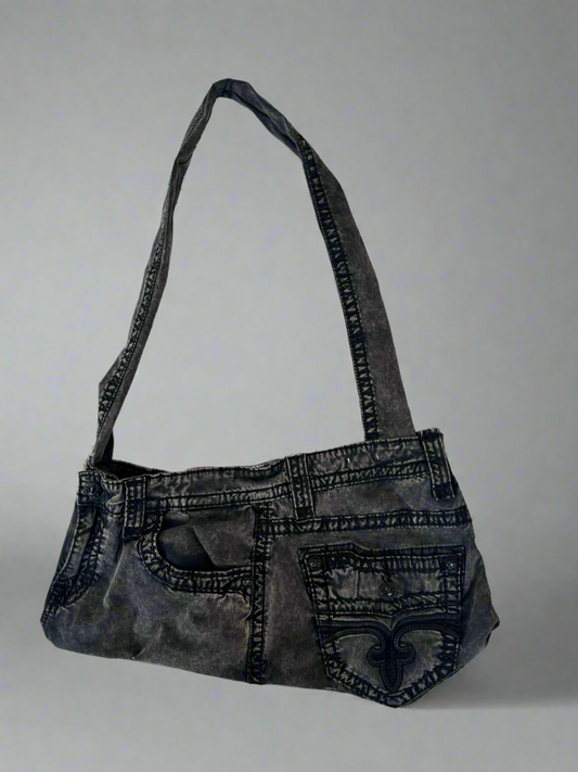 Dark Denim Crossbody Tote Bag